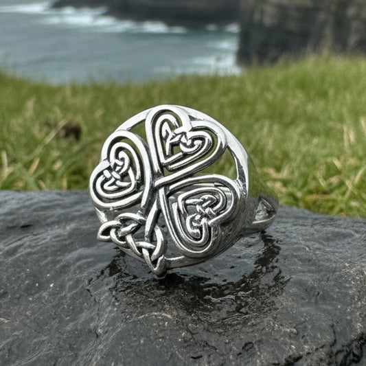 Shamrock Ring, Celtic Ring, Irish Jewelry, Clover Jewelry, Irish Gift, Irish Dance Gift, Anniversary Gift, Large Ireland Ring, Mom Gift
