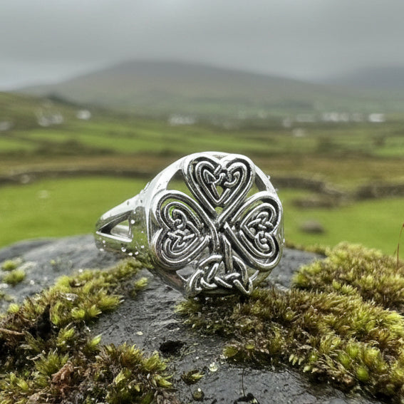 Shamrock Ring, Celtic Ring, Irish Jewelry, Clover Jewelry, Irish Gift, Irish Dance Gift, Anniversary Gift, Large Ireland Ring, Mom Gift
