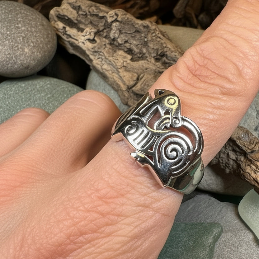 Celtic Dragon Ring, Celtic Ring, Norse Ring, Large Silver Ring, Irish Ring, Irish Dance Gift, Anniversary Gift, Ireland Ring, Wiccan Ring