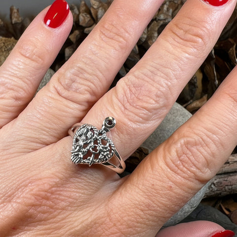 Load image into Gallery viewer, Cimaruta Ring, Italian Ring, Wiccan Jewelry, Celtic Jewelry, Pagan Ring, Witch Gift, Protection Charm, Pagan Ring, Amethyst Wiccan Ring
