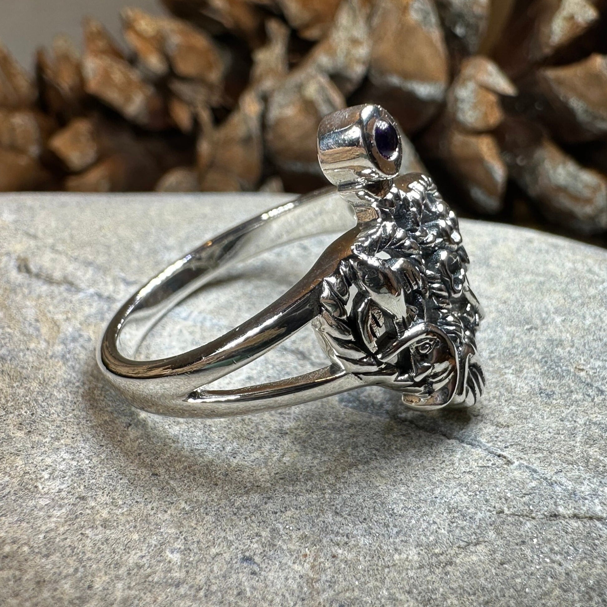 Cimaruta Ring, Italian Ring, Wiccan Jewelry, Celtic Jewelry, Pagan Ring, Witch Gift, Protection Charm, Pagan Ring, Amethyst Wiccan Ring