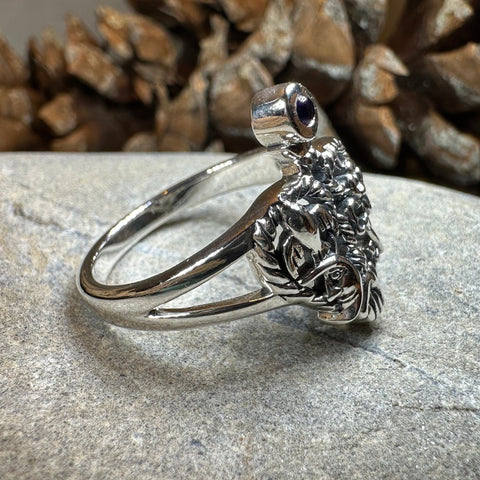 Load image into Gallery viewer, Cimaruta Ring, Italian Ring, Wiccan Jewelry, Celtic Jewelry, Pagan Ring, Witch Gift, Protection Charm, Pagan Ring, Amethyst Wiccan Ring
