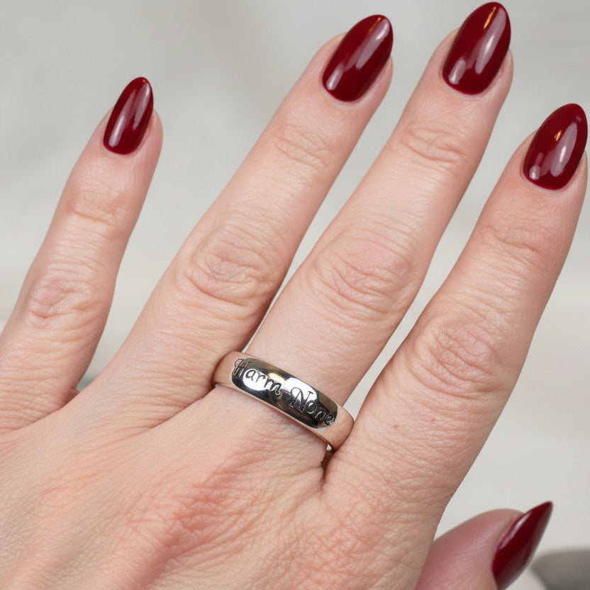 Harm None Ring, Pagan Ring, Wiccan Jewelry, Celtic Jewelry, Pagan Ring, Witch Gift, Wedding Band, Pagan Ring, Amethyst Wiccan Ring