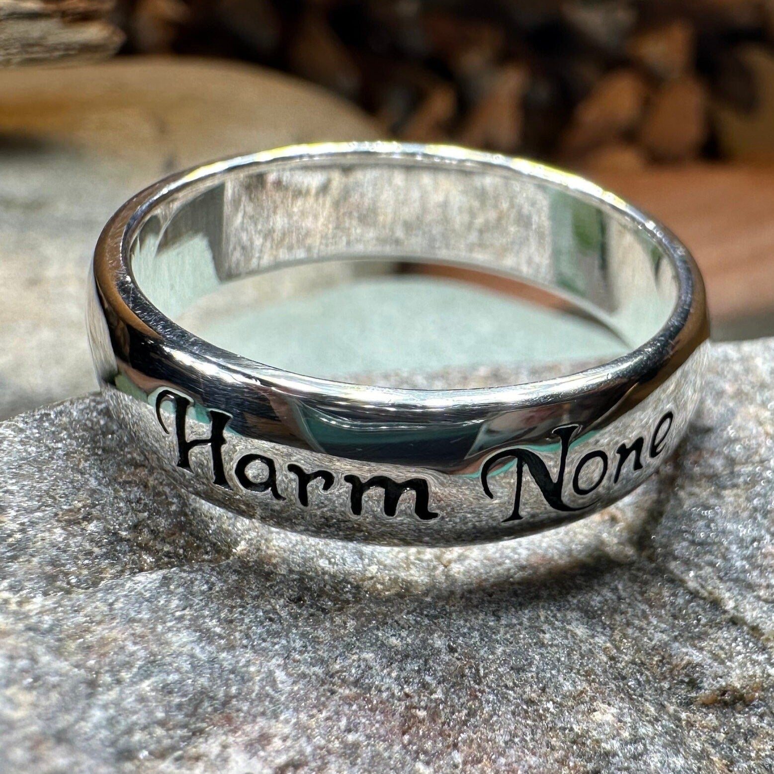 Harm None Ring, Pagan Ring, Wiccan Jewelry, Celtic Jewelry, Pagan Ring, Witch Gift, Wedding Band, Pagan Ring, Amethyst Wiccan Ring