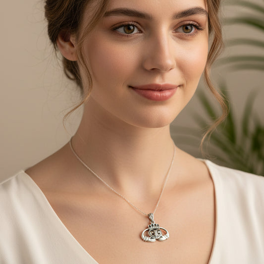 Claddagh Thistle Pendant, Scottish Necklace, Irish Jewelry, Scotland Gift, Bridal Jewelry, Ireland Gift, Celtic Pendant, Claddagh Jewelry