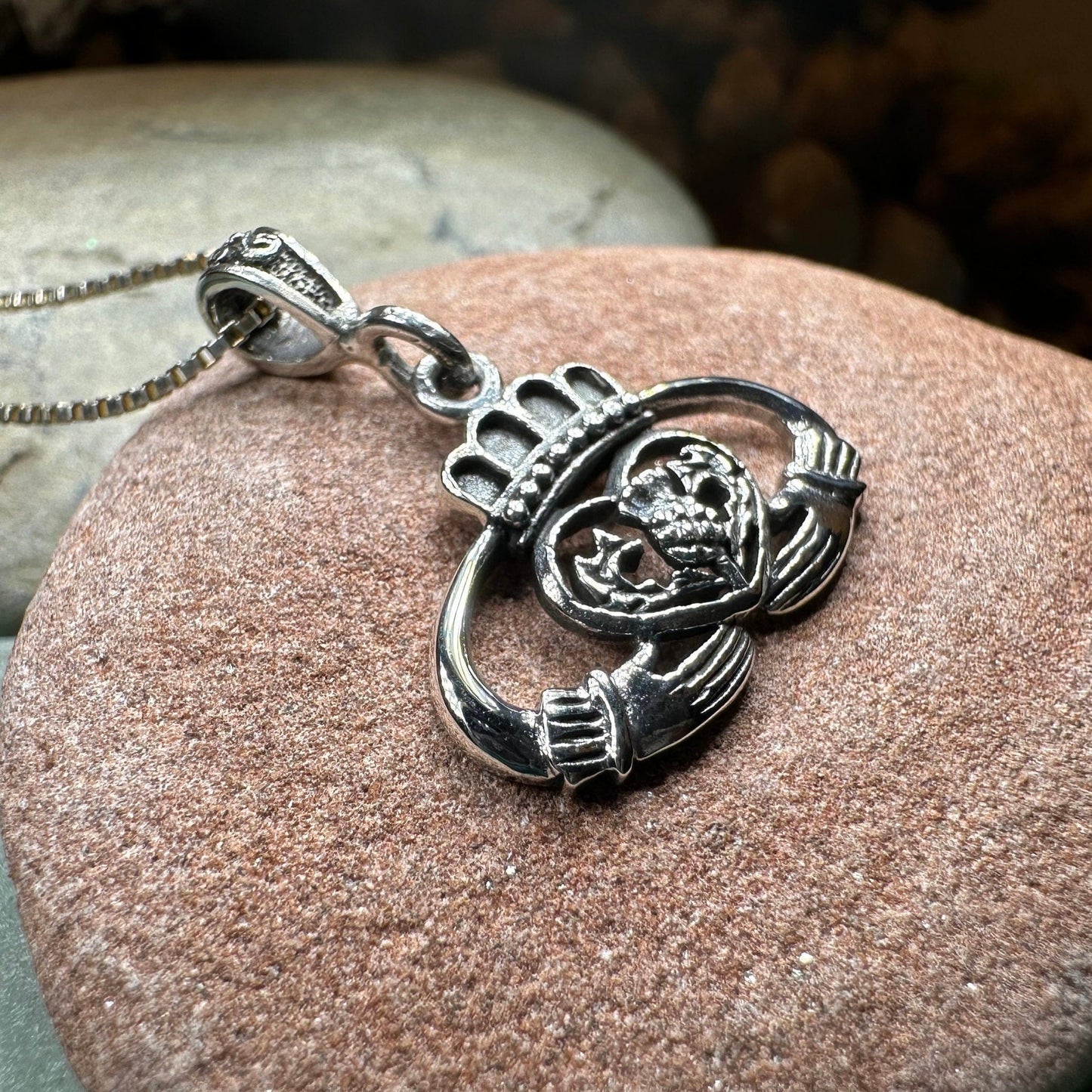 Claddagh Thistle Pendant, Scottish Necklace, Irish Jewelry, Scotland Gift, Bridal Jewelry, Ireland Gift, Celtic Pendant, Claddagh Jewelry