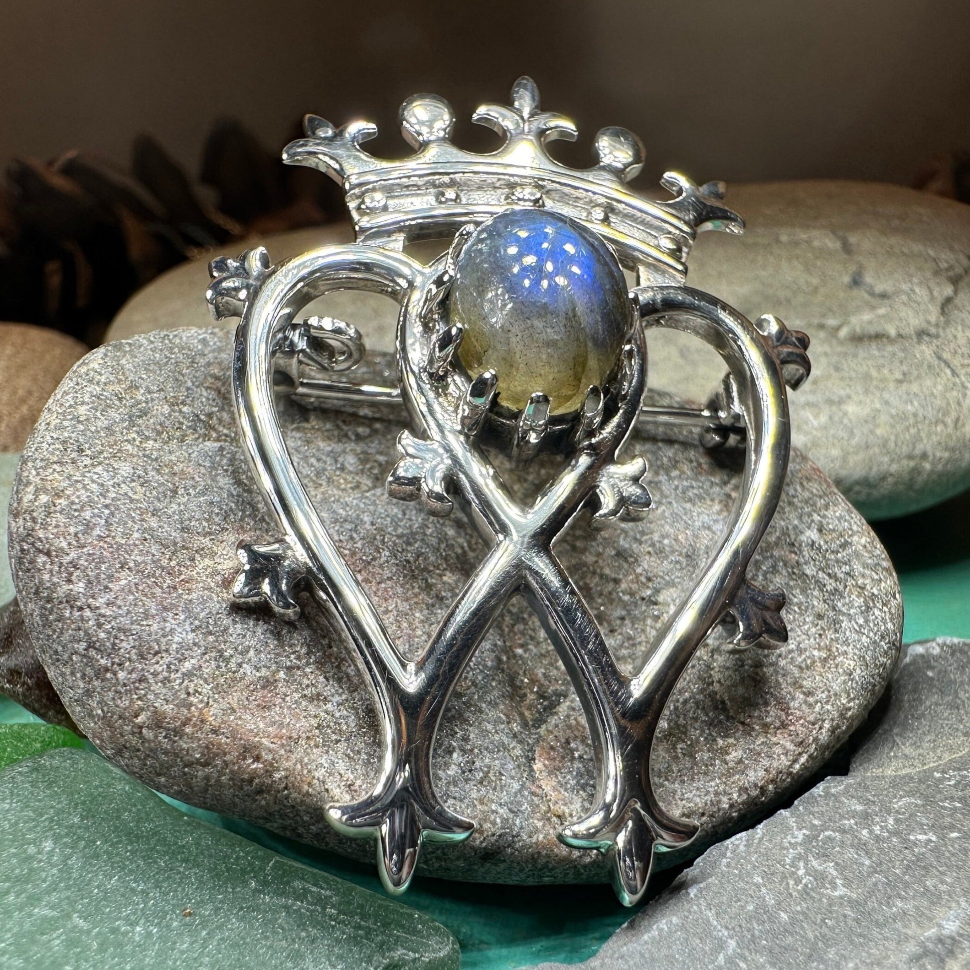 Labradorite Scottish Luckenbooth Brooch in Sterling Silver — view 8