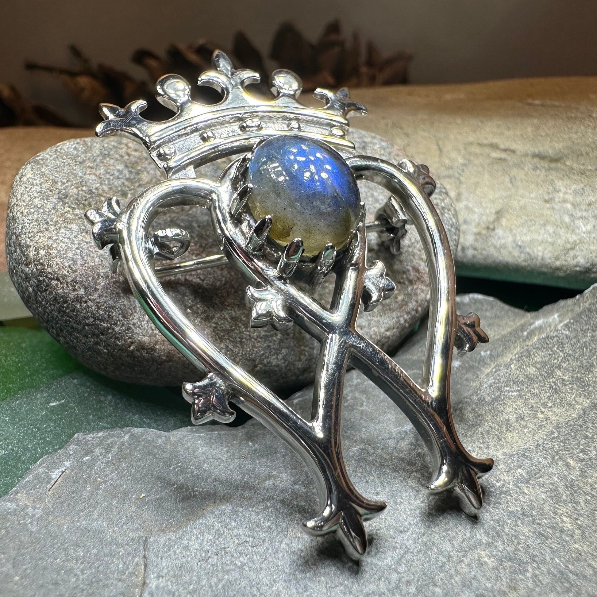 Labradorite Scottish Luckenbooth Brooch in Sterling Silver — view 9