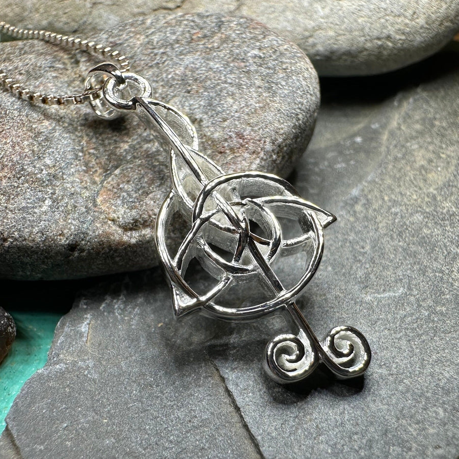 Celtic Music Necklace, Music Note Pendant, Treble Clef Jewelry, Orchestra Gift, Band Jewelry, Music Teacher Gift, Chorus Gift, Irish Gift