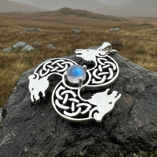 Celtic Bear Necklace, Bear Jewelry, Celtic Jewelry, Animal Jewelry, Viking Jewelry, Norse Jewelry, Wiccan Jewelry, Pagan Jewelry, Moonstone