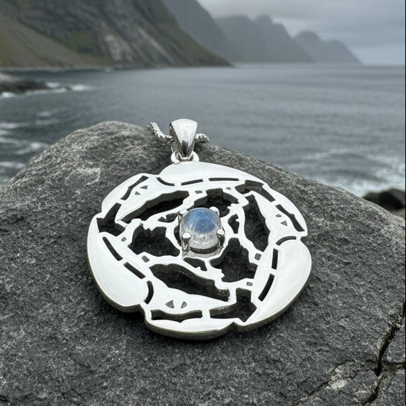 Raven Necklace, Bird Jewelry, Celtic Pendant, Silver Bird Pendant, Triquetra, Pagan Jewelry, Triple Spiral, Poe Jewelry, Gothic Jewelry