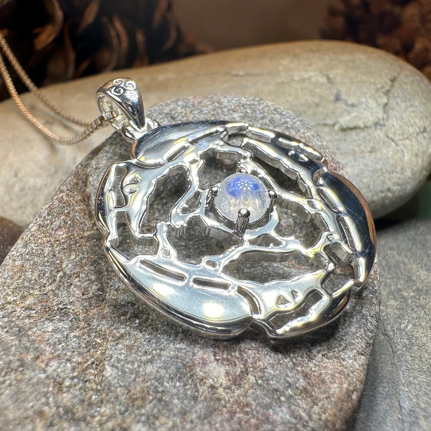 Raven Necklace, Bird Jewelry, Celtic Pendant, Silver Bird Pendant, Triquetra, Pagan Jewelry, Triple Spiral, Poe Jewelry, Gothic Jewelry