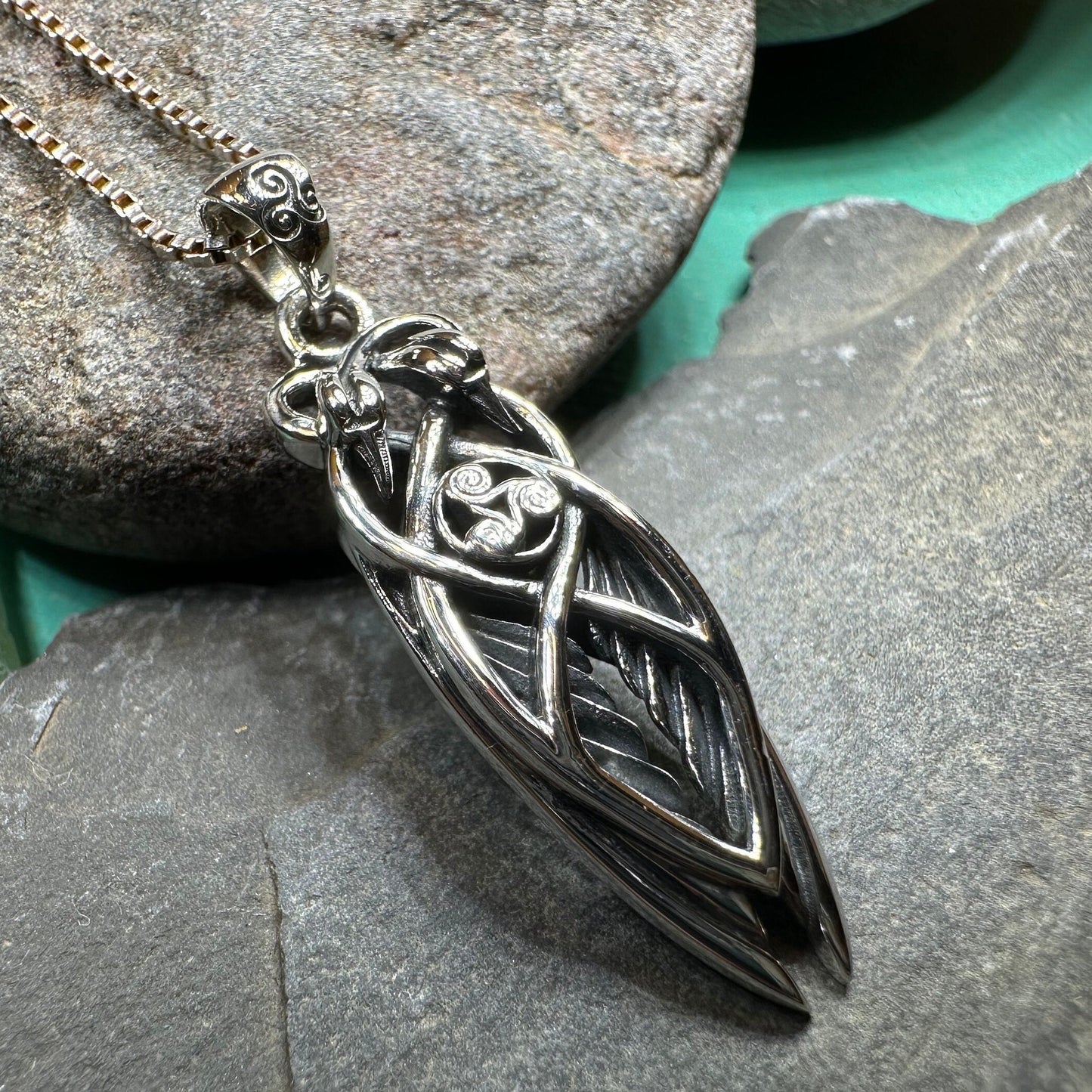 Art Deco Children of Lir Swan Necklace in Sterling Silver — view 7