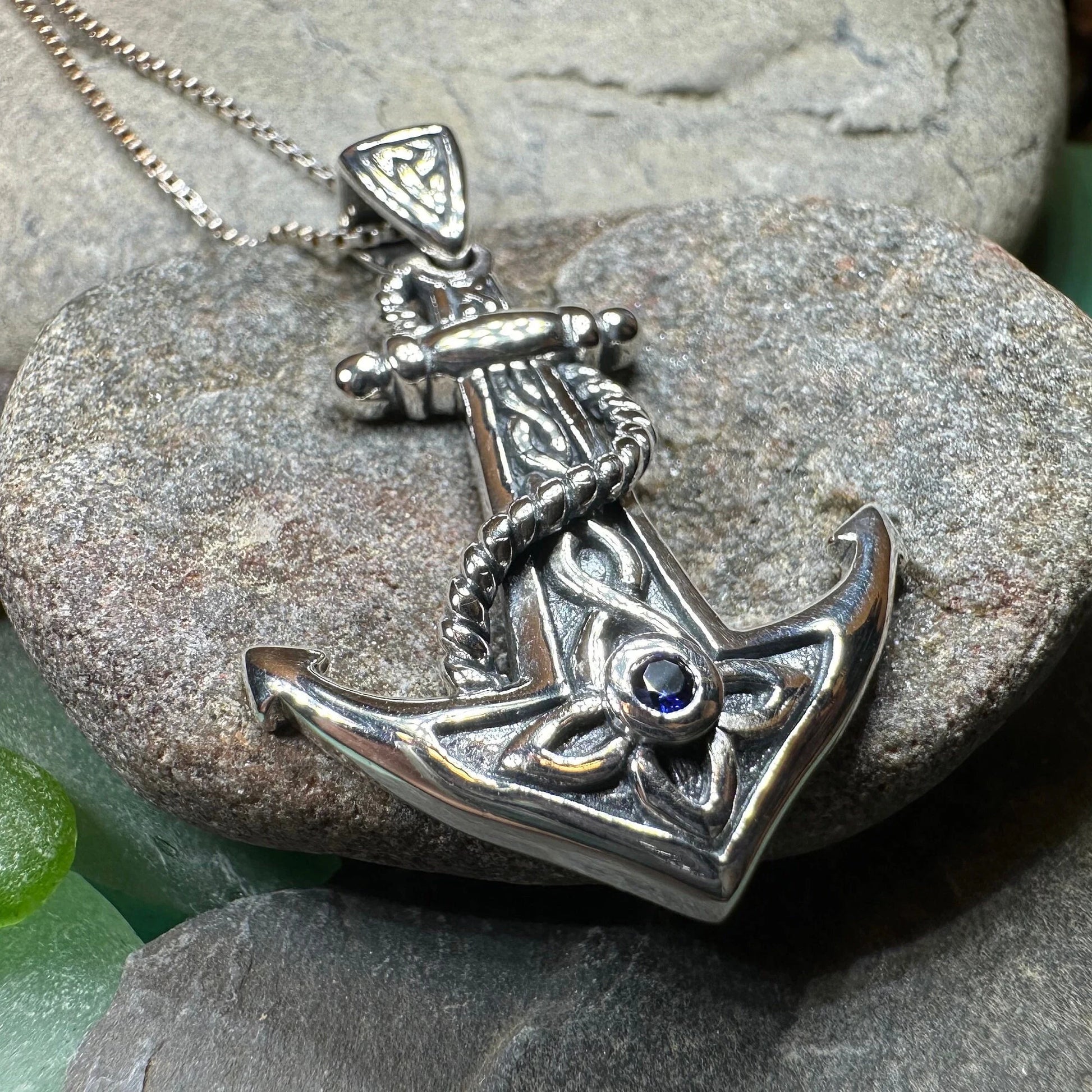 Sapphire Anchor Necklace — view 2
