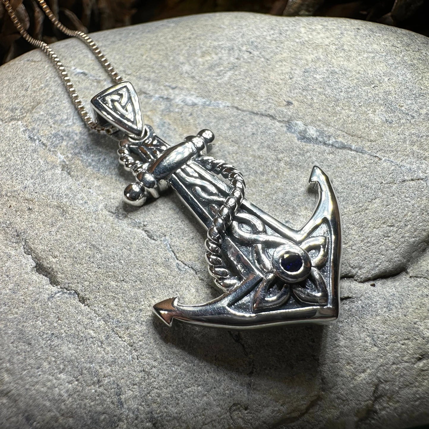 Sapphire Anchor Necklace — view 6