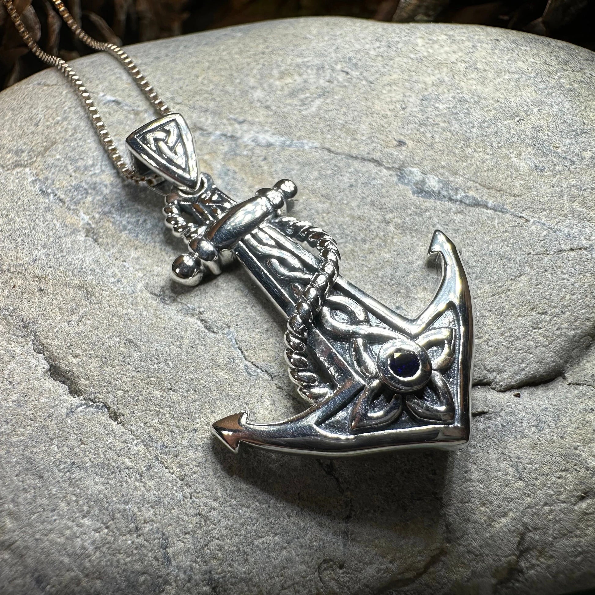 Sapphire Anchor Necklace — view 6