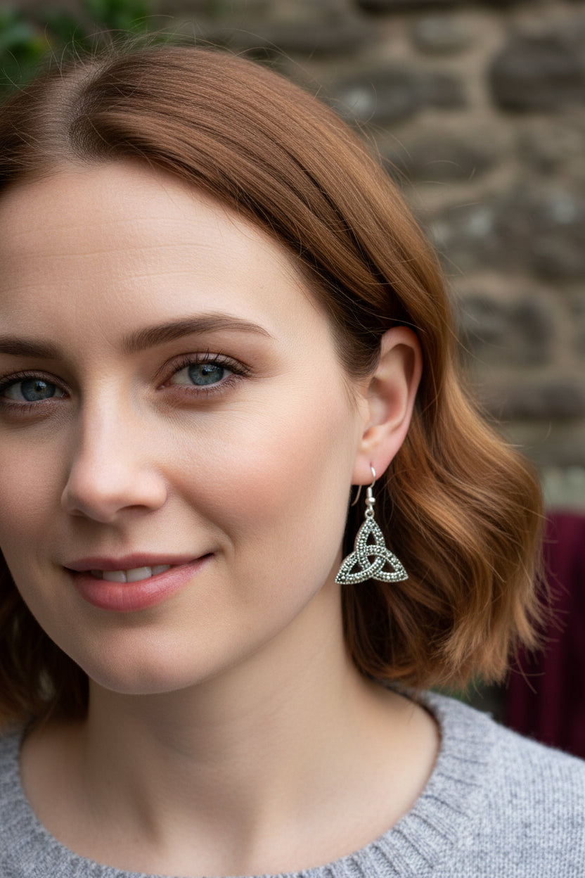 Celtic Knot Marcasite Earrings in Sterling Silver