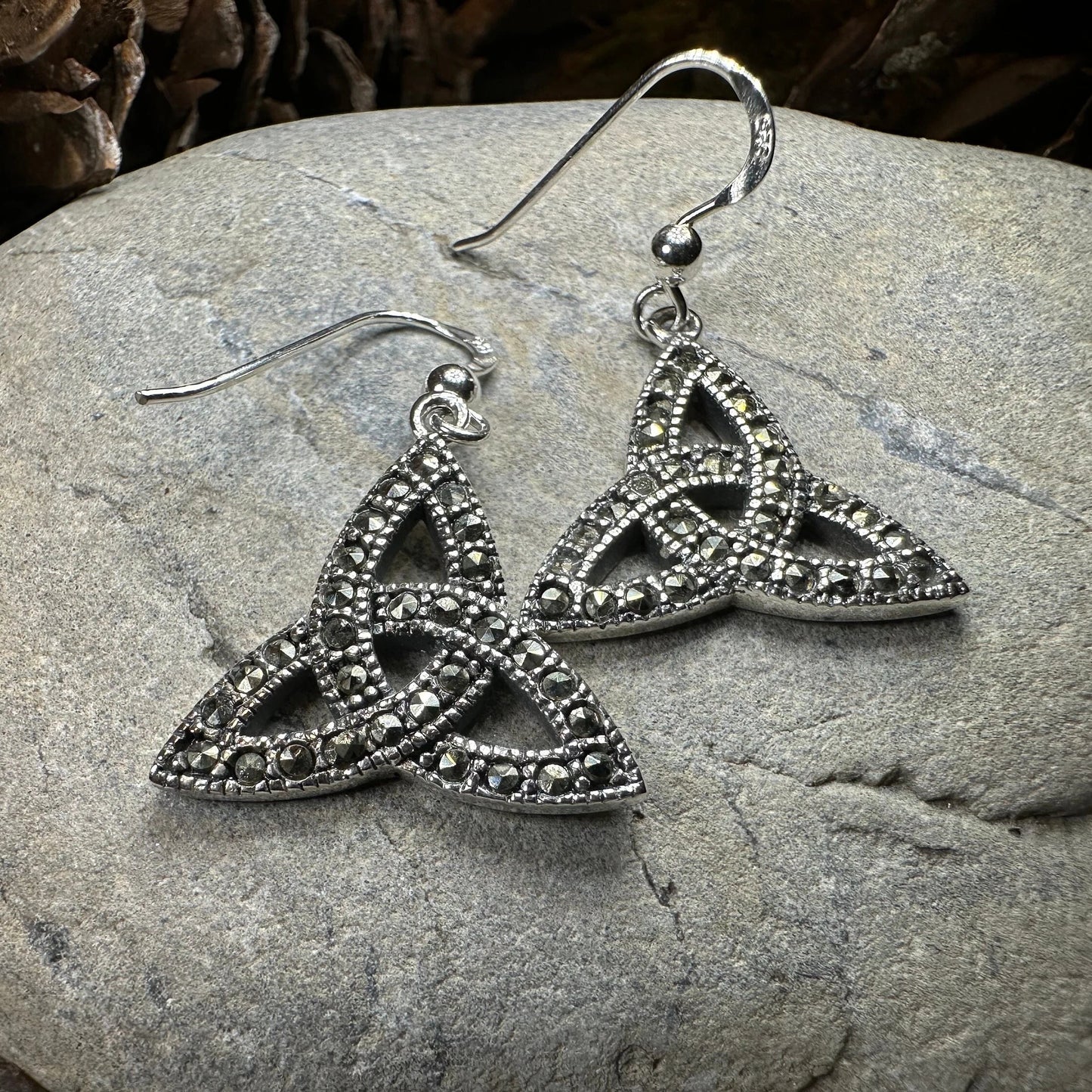 Celtic Knot Marcasite Earrings in Sterling Silver