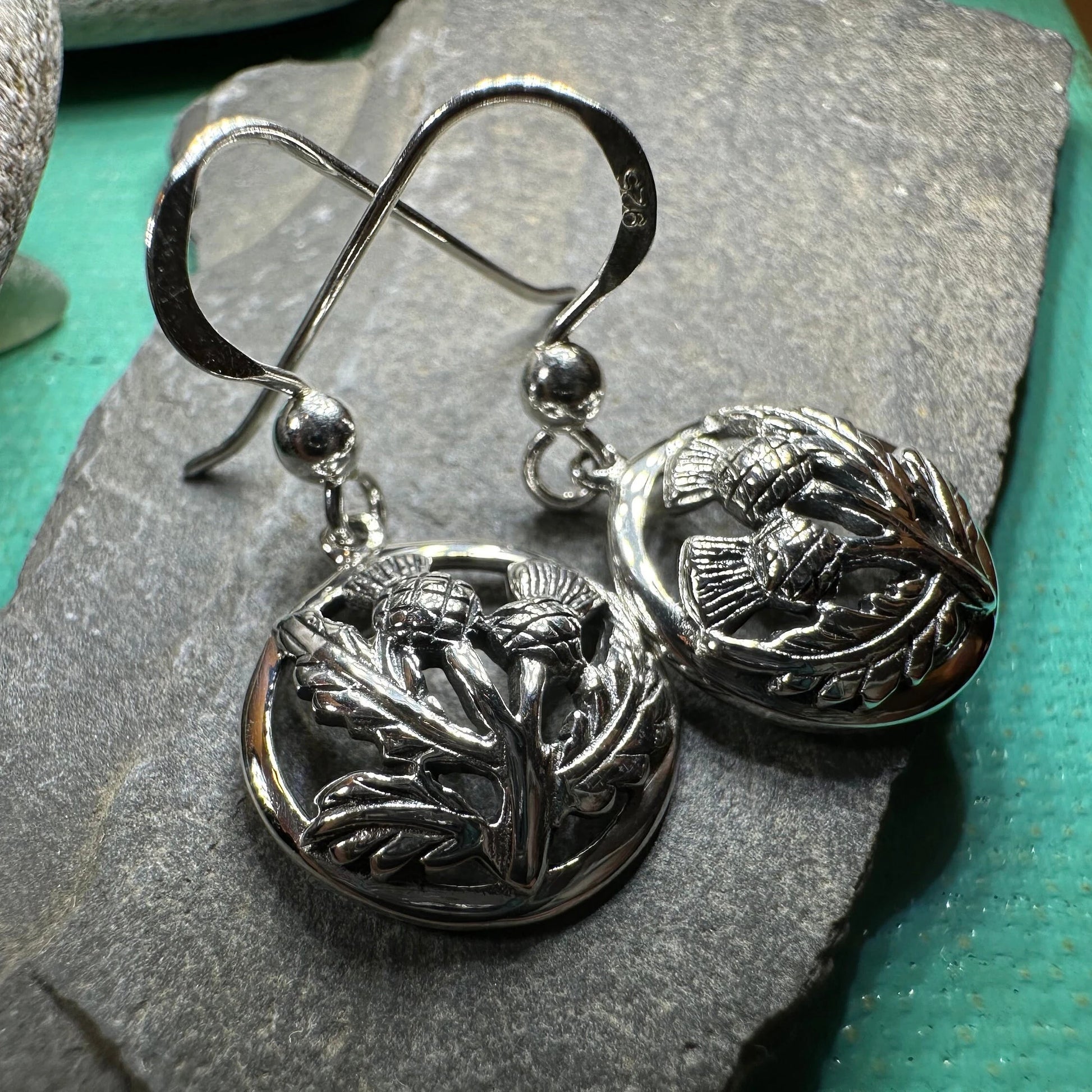 Aviemore Scottish Thistle Earrings in Sterling Silver — view 7