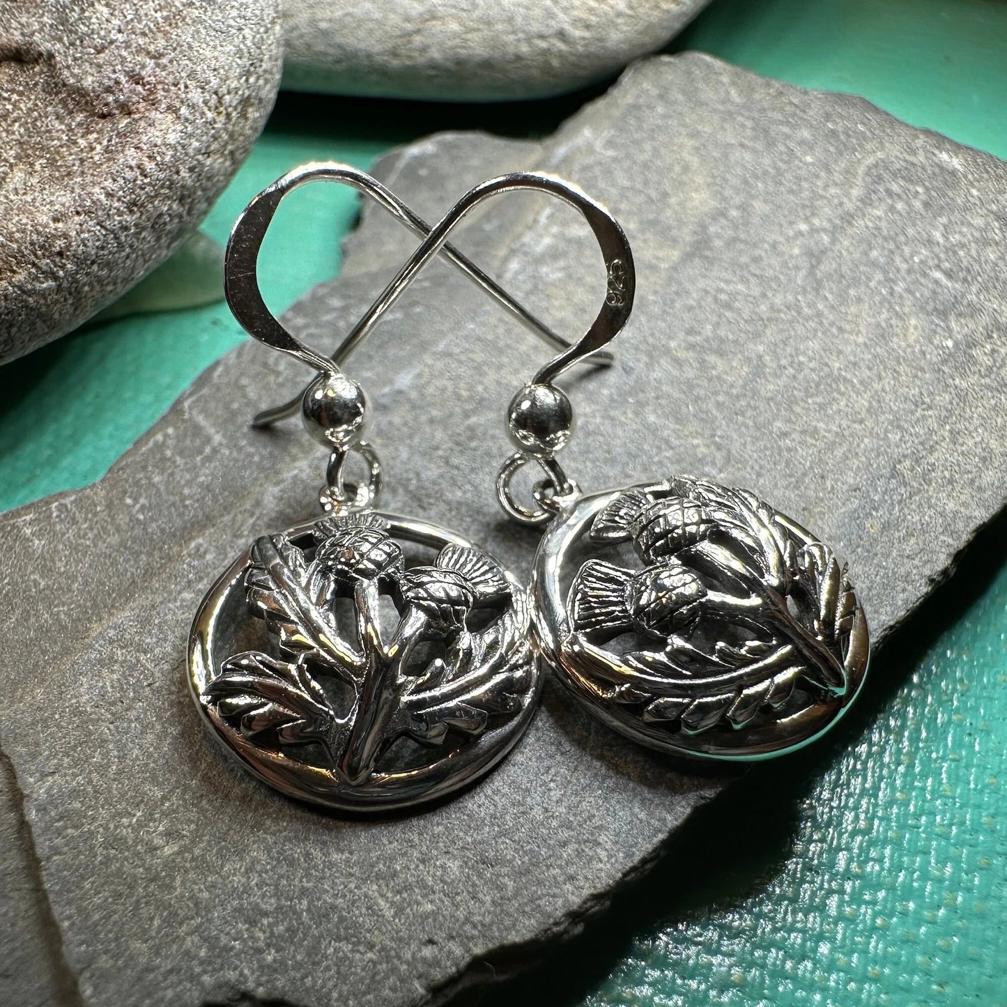 Aviemore Scottish Thistle Earrings in Sterling Silver — view 4