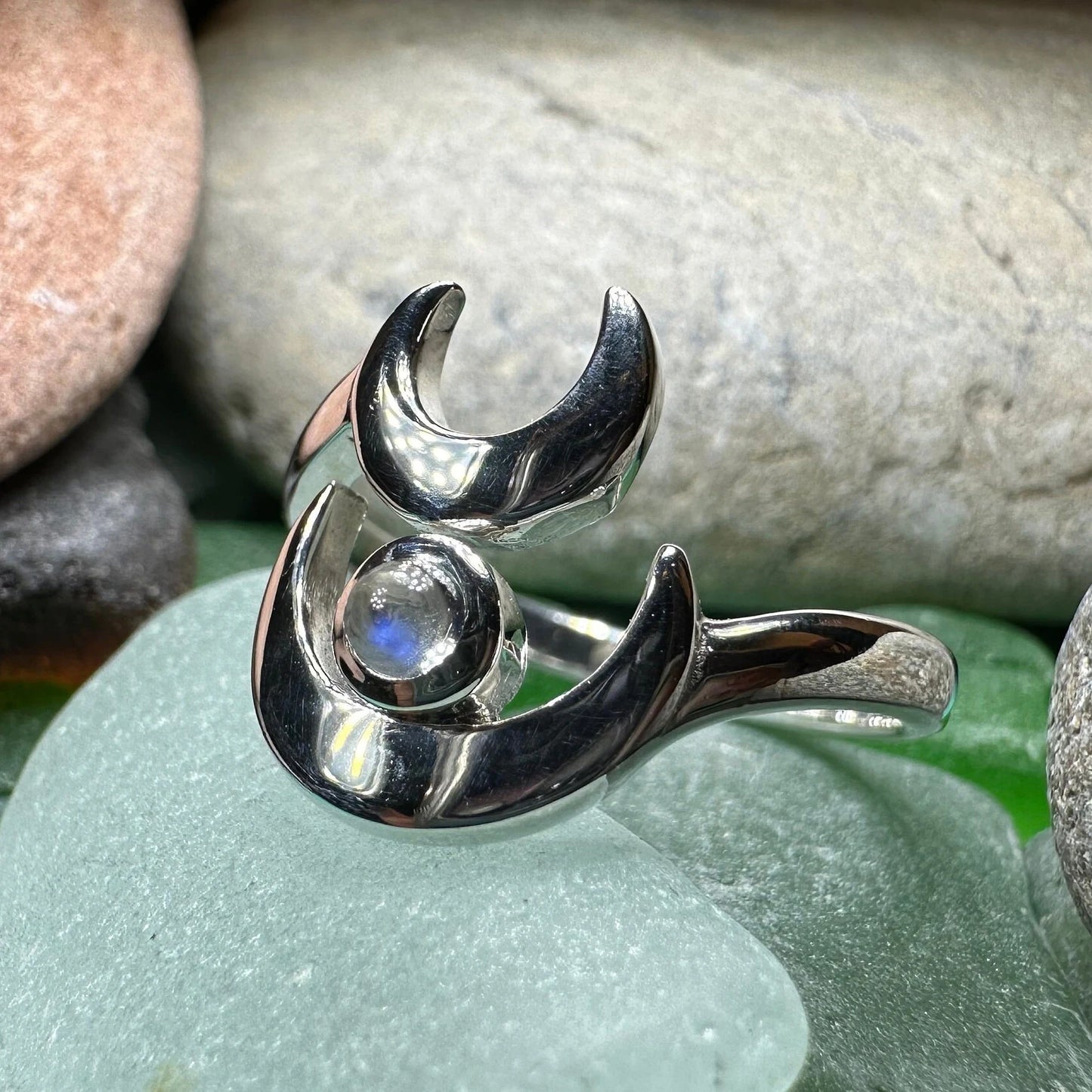 Double Crescent Moon Ring in Sterling Silver