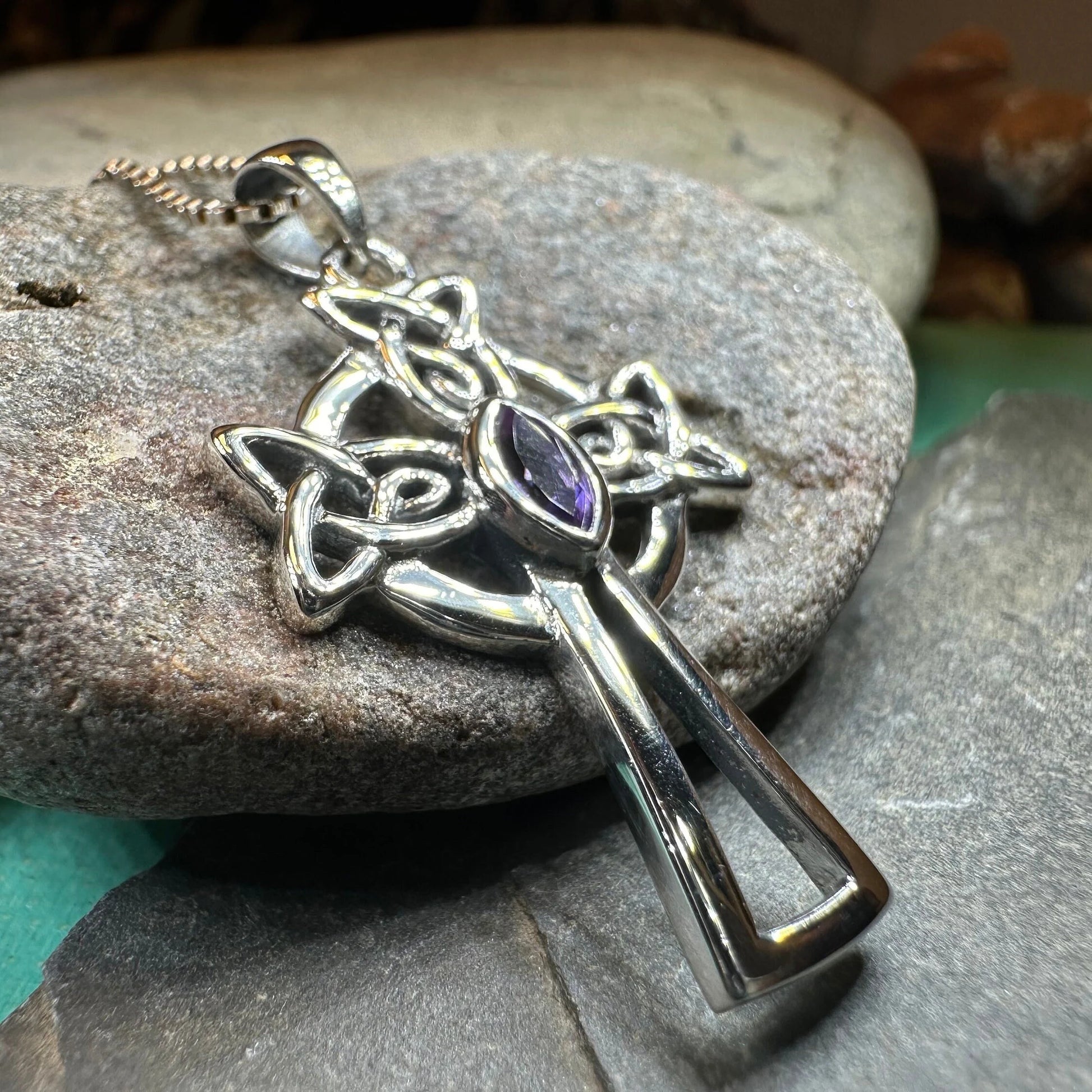 Catherine Celtic Cross Necklace in Sterling Silver — view 5