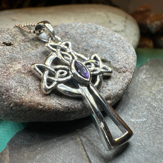 Catherine Celtic Cross Necklace in Sterling Silver — view 5