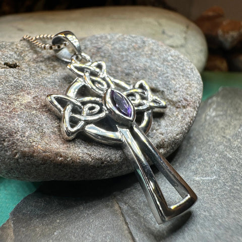 Load image into Gallery viewer, Catherine Celtic Cross Necklace in Sterling Silver
