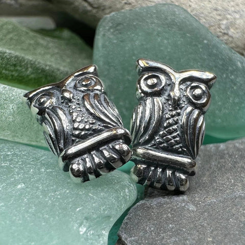 Load image into Gallery viewer, Silver Owl Stud Earrings
