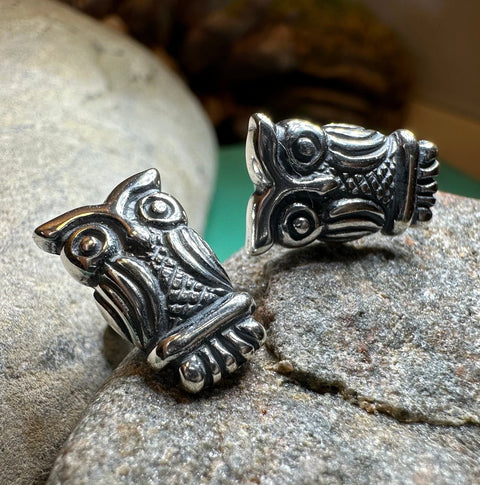 Load image into Gallery viewer, Silver Owl Stud Earrings
