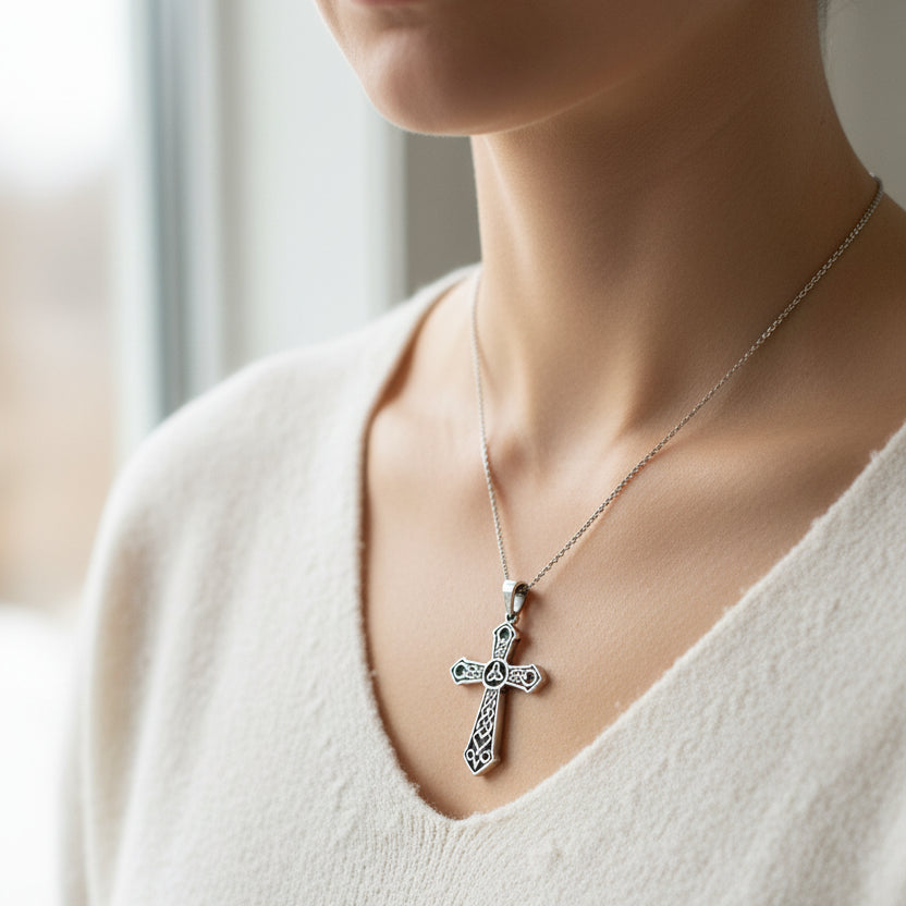 Triskelion Celtic Cross Necklace