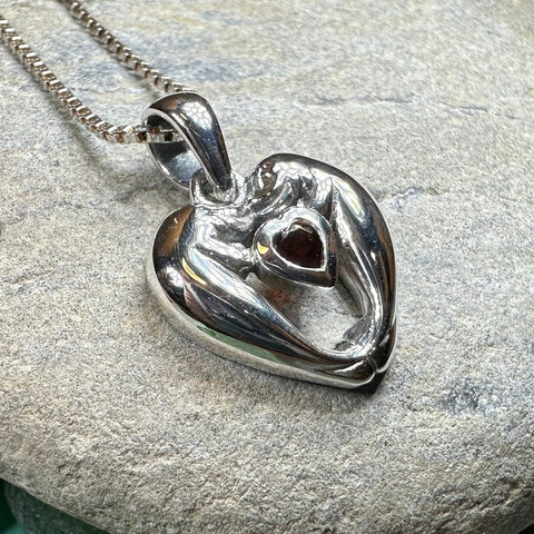 Load image into Gallery viewer, Manatee Necklace, Beach Jewelry, Ocean Animal Pendant, Heart Jewelry, Beach Lover Gift, Fish Necklace, Nautical Jewelry, Sea Jewelry, Garnet
