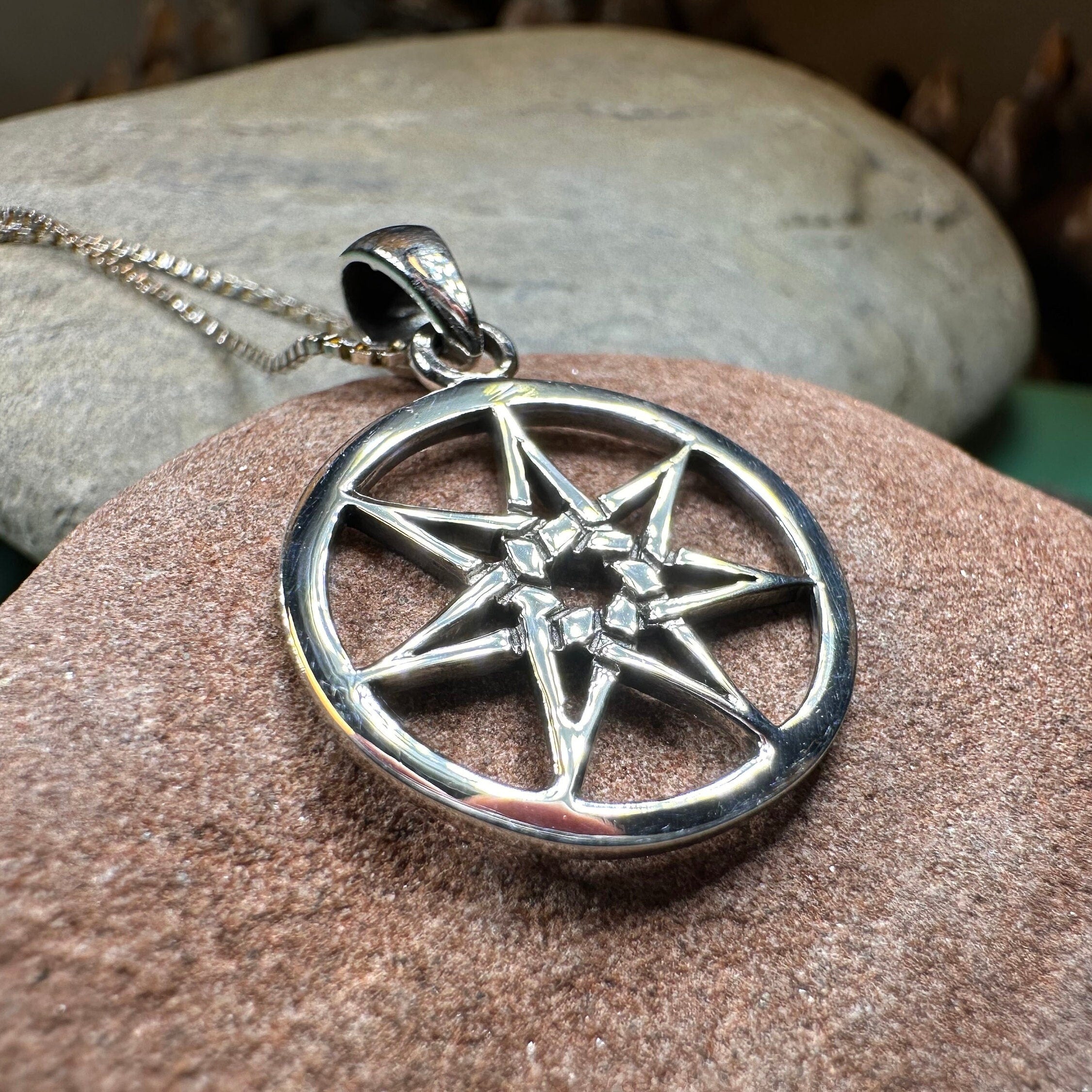 Petite Seven Pointed Elven Star Necklace in Sterling Silver