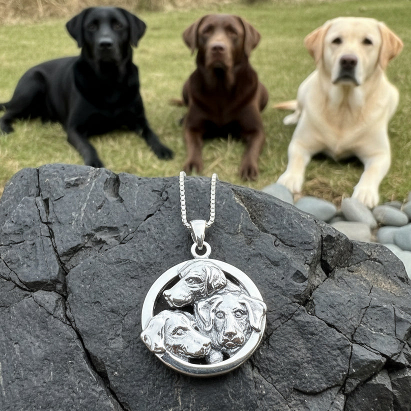 Lab Love Labrador Retriever Dog Necklace in Sterling Silver