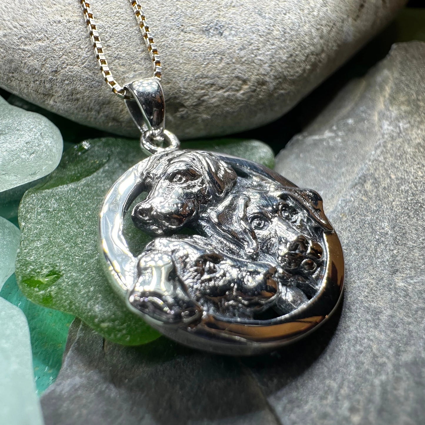 Lab Love Labrador Retriever Dog Necklace in Sterling Silver