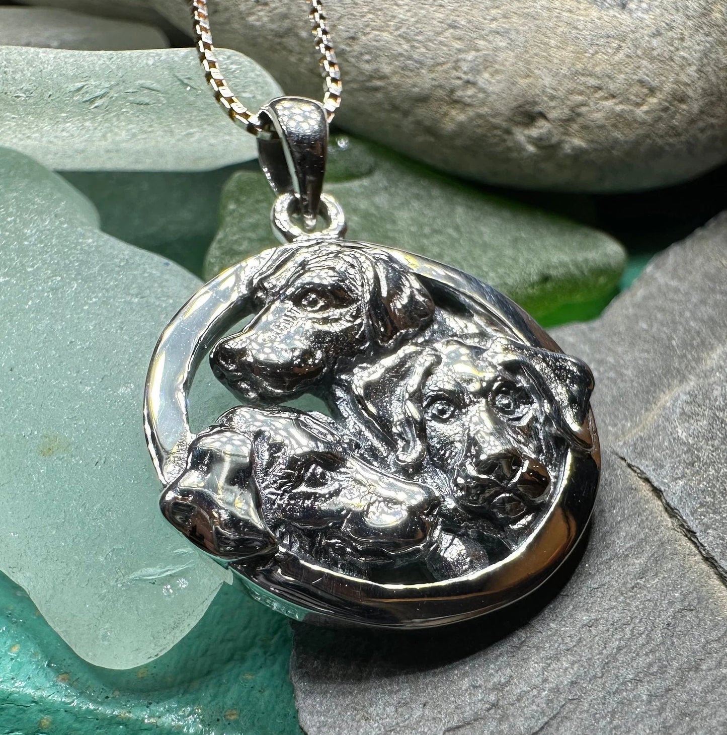 Lab Love Labrador Retriever Dog Necklace in Sterling Silver