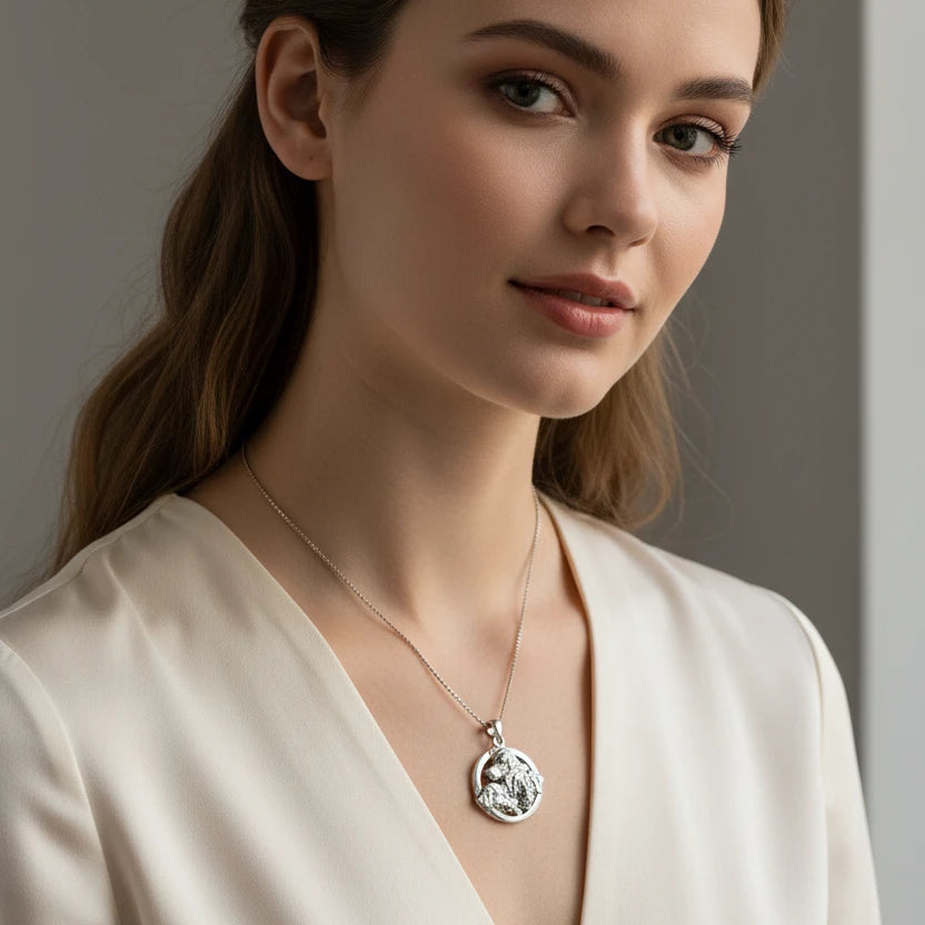 Lab Love Labrador Retriever Dog Necklace in Sterling Silver