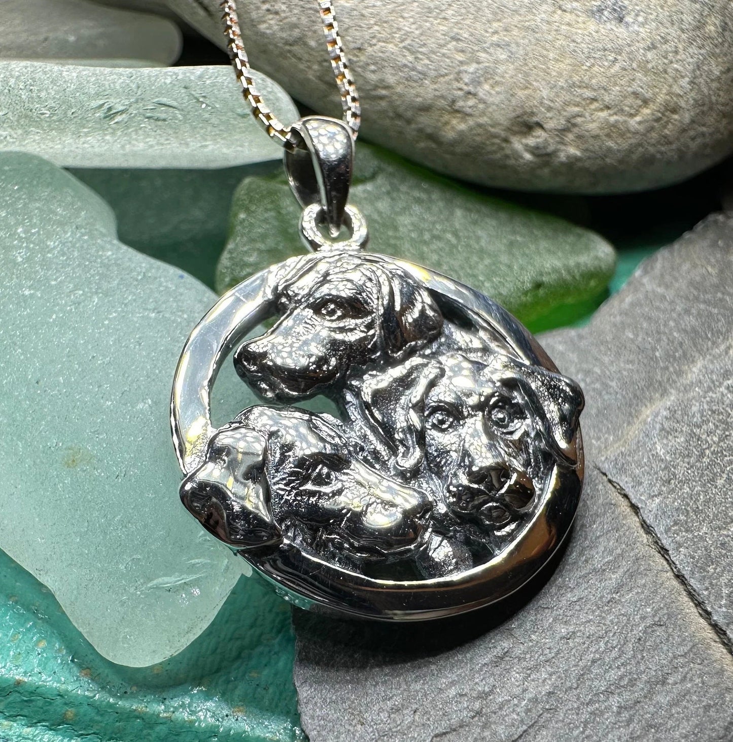 Lab Love Labrador Retriever Dog Necklace in Sterling Silver