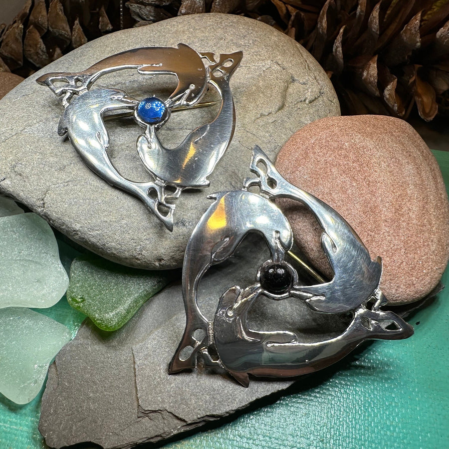 Dolphin Brooch, Celtic Jewelry, Beach Jewelry, Fish Necklace, Sister Gift, Friendship Gift, Nautical Jewelry, Sea Jewelry, Wife Gift