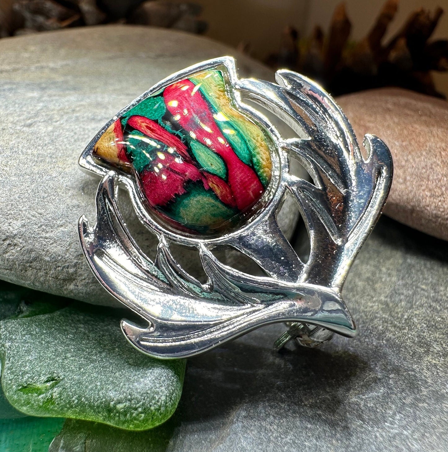 Scotland Heathergems Thistle Brooch — view 5