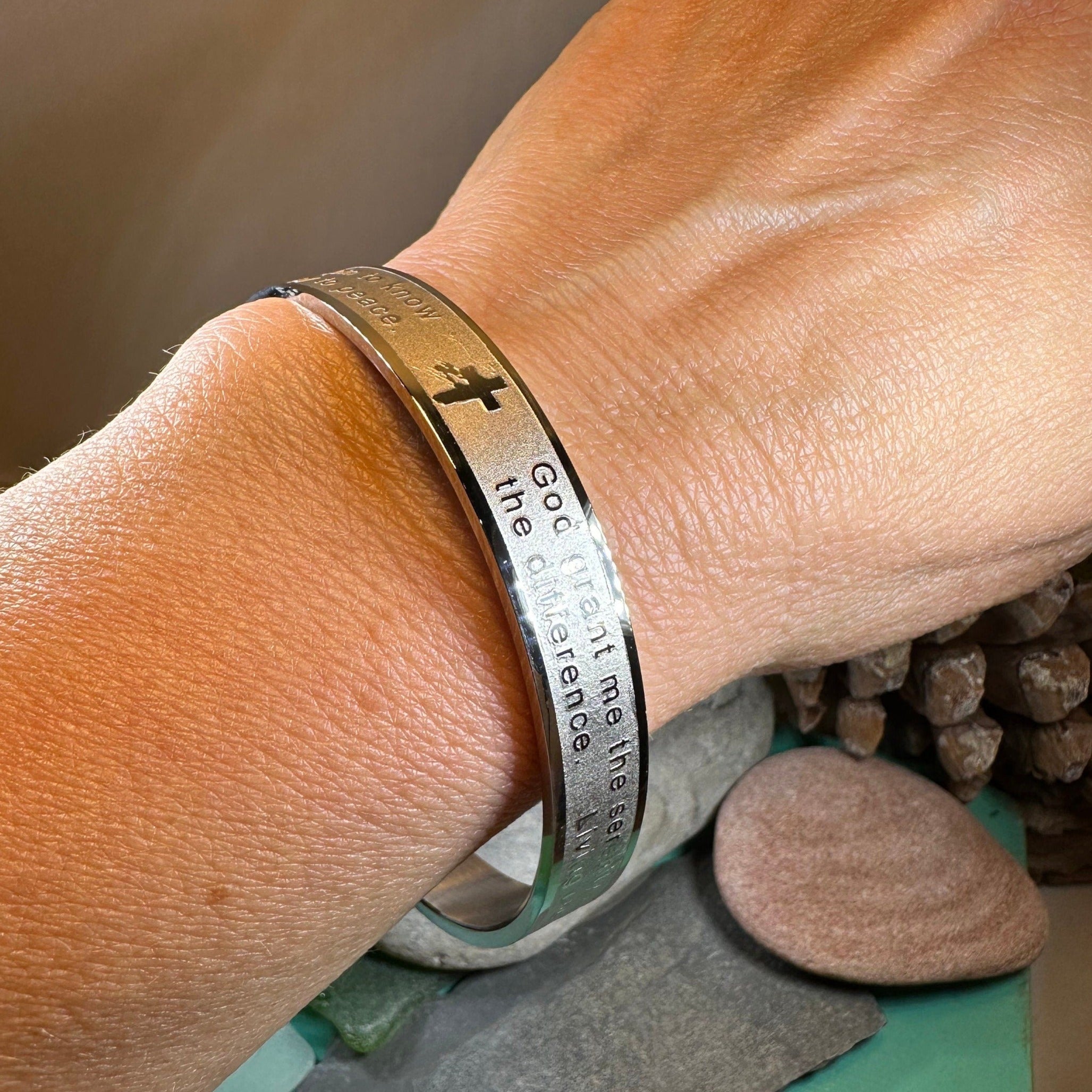 Serenity Prayer Bangle Bracelet – Celtic Crystal Design Jewelry