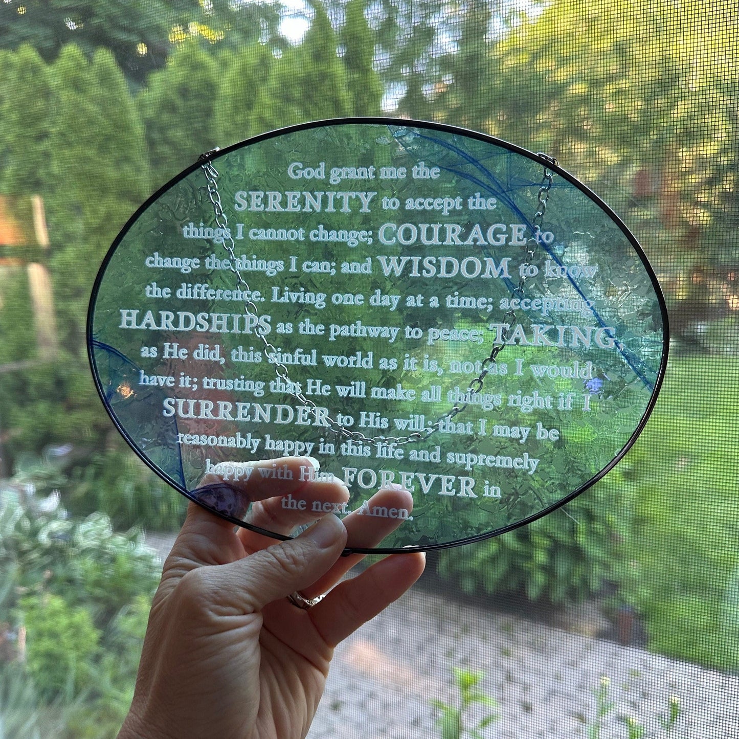 Serenity Prayer Suncatcher, Christian Gift, Recovery Gift, Serenity Blessing, Window Decor, Religious Prayer, AA Gift, Encouragement