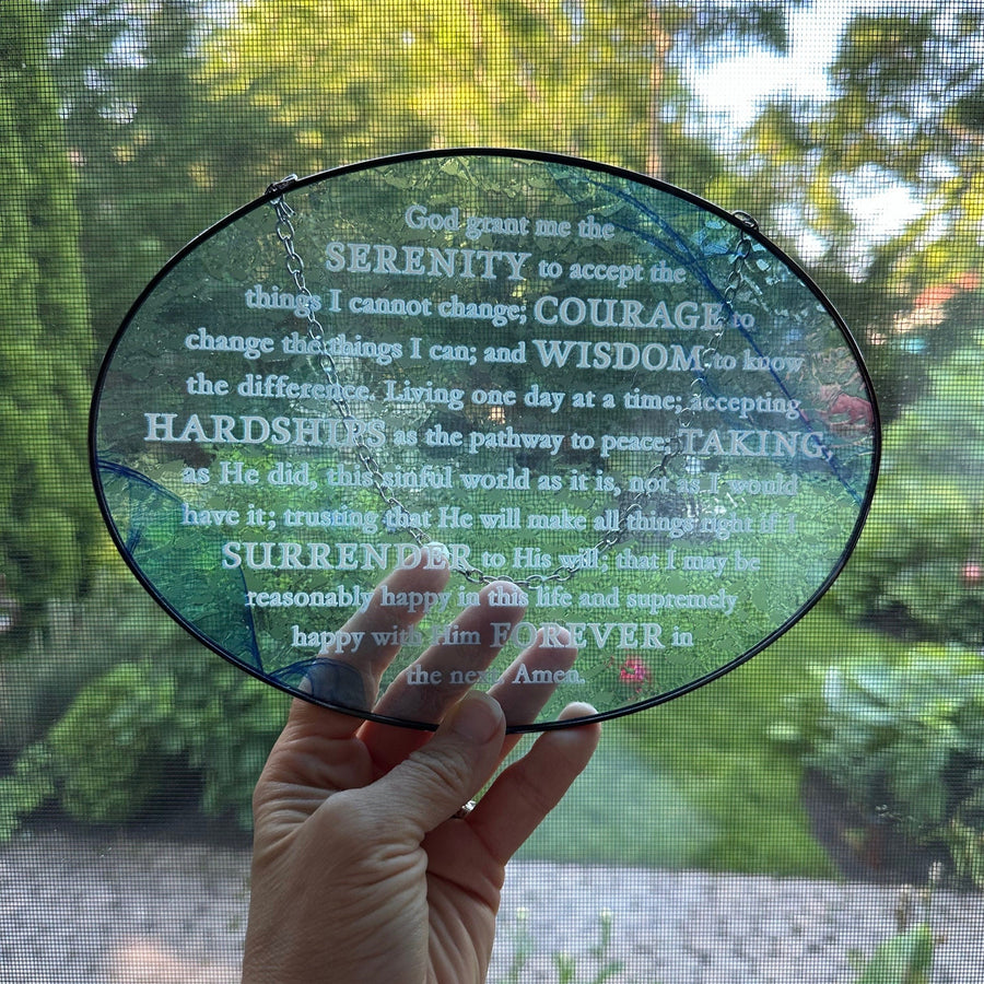 Serenity Prayer Suncatcher, Christian Gift, Recovery Gift, Serenity Blessing, Window Decor, Religious Prayer, AA Gift, Encouragement