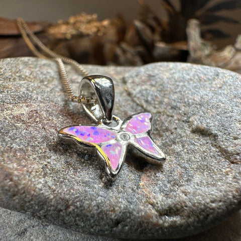 Load image into Gallery viewer, Butterfly Necklace, Fire Opal Jewelry, Petite Boho Pendant, New Age Jewelry, Sterling Silver, Anniversary Gift, Nature Necklace, Minimalist

