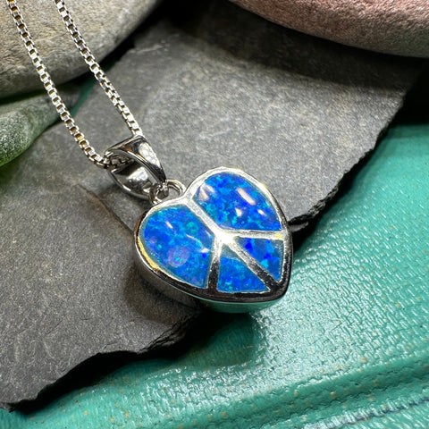 Load image into Gallery viewer, Peace Sign Necklace, Opal Jewelry, Heart Pendant, Hippie Jewelry, Yoga Gift, Sister Gift, Girlfriend Gift, Graduation Gift, October Birthday
