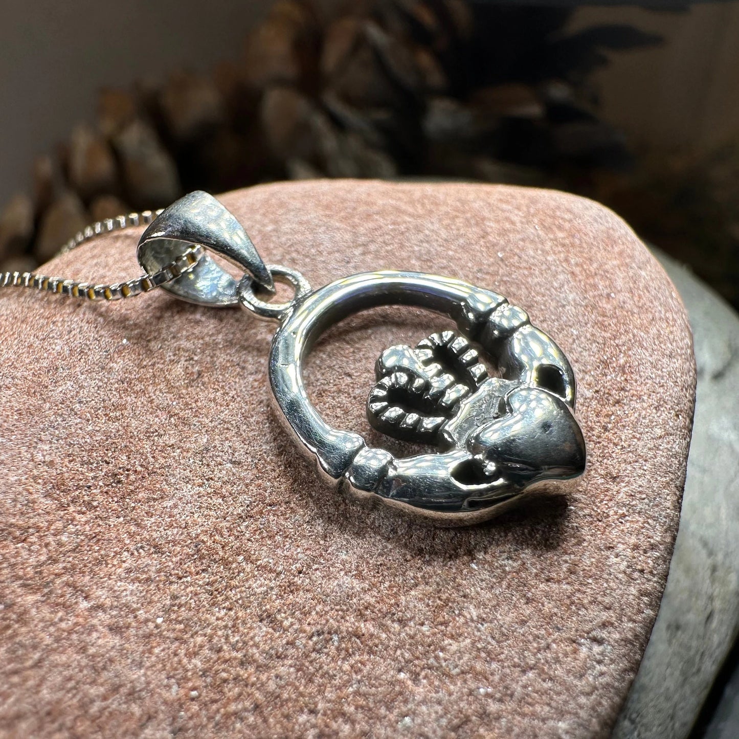 Petite Claddagh Silver Necklace — view 3