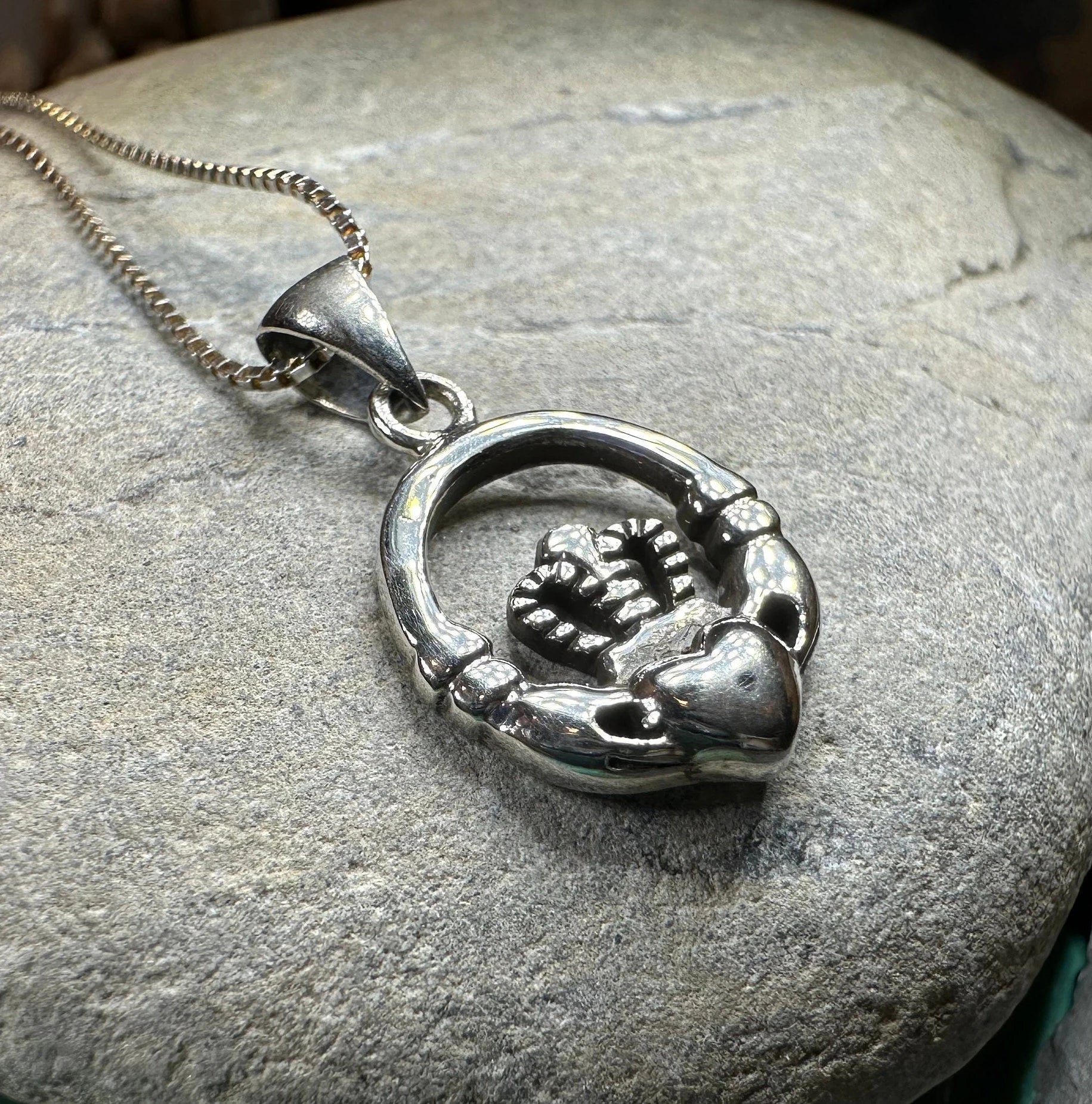 Petite Claddagh Silver Necklace — view 5
