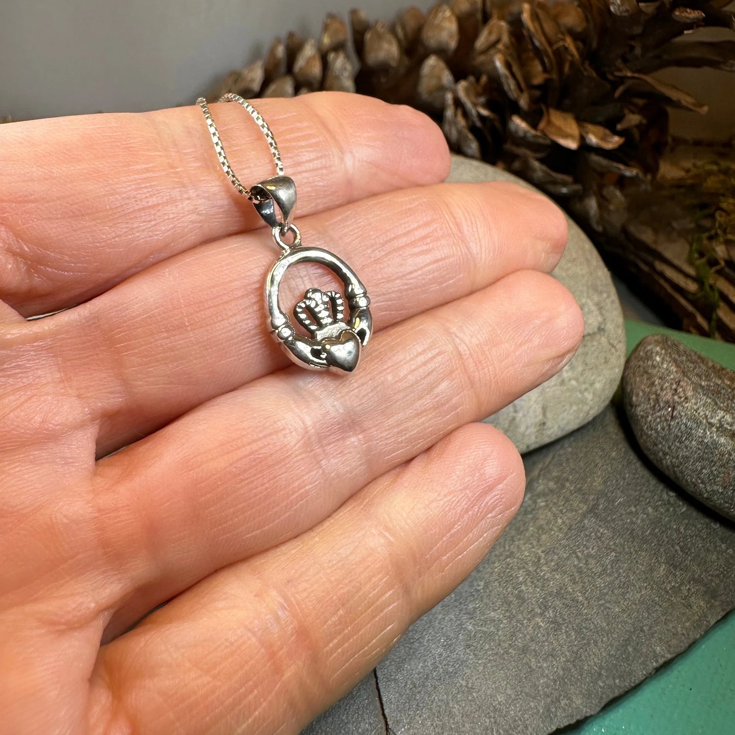 Petite Claddagh Silver Necklace — view 7