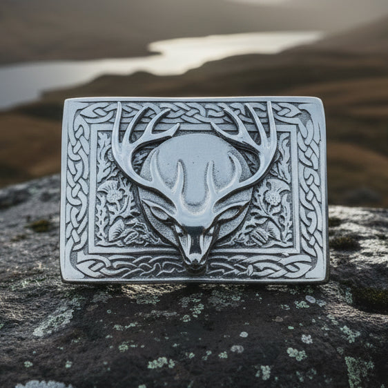 Celtic Stag Kilt Belt Buckle – Celtic Crystal Design Jewelry display picture 2