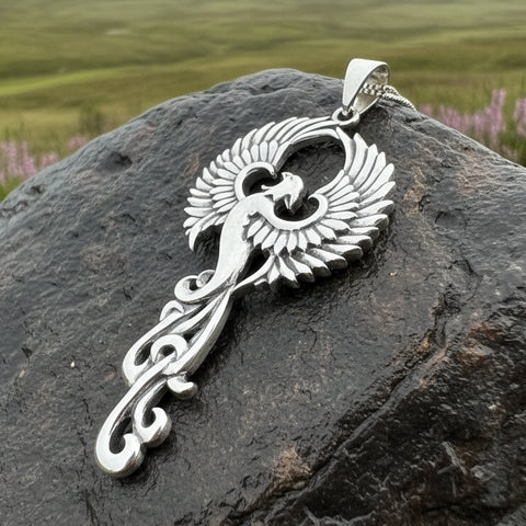 Load image into Gallery viewer, Glorious Rising Phoenix Necklace in Sterling Silver
